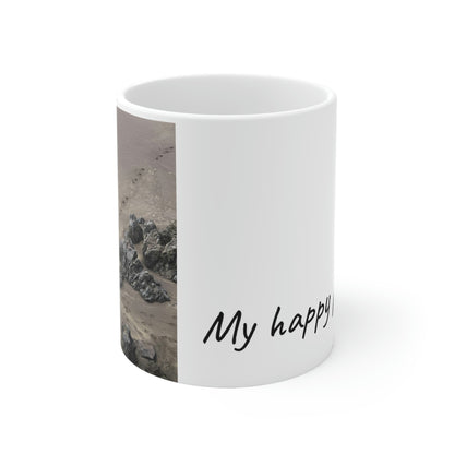 My Happy Place in the Wet Ocean Sand-Ceramic Mug 11oz
