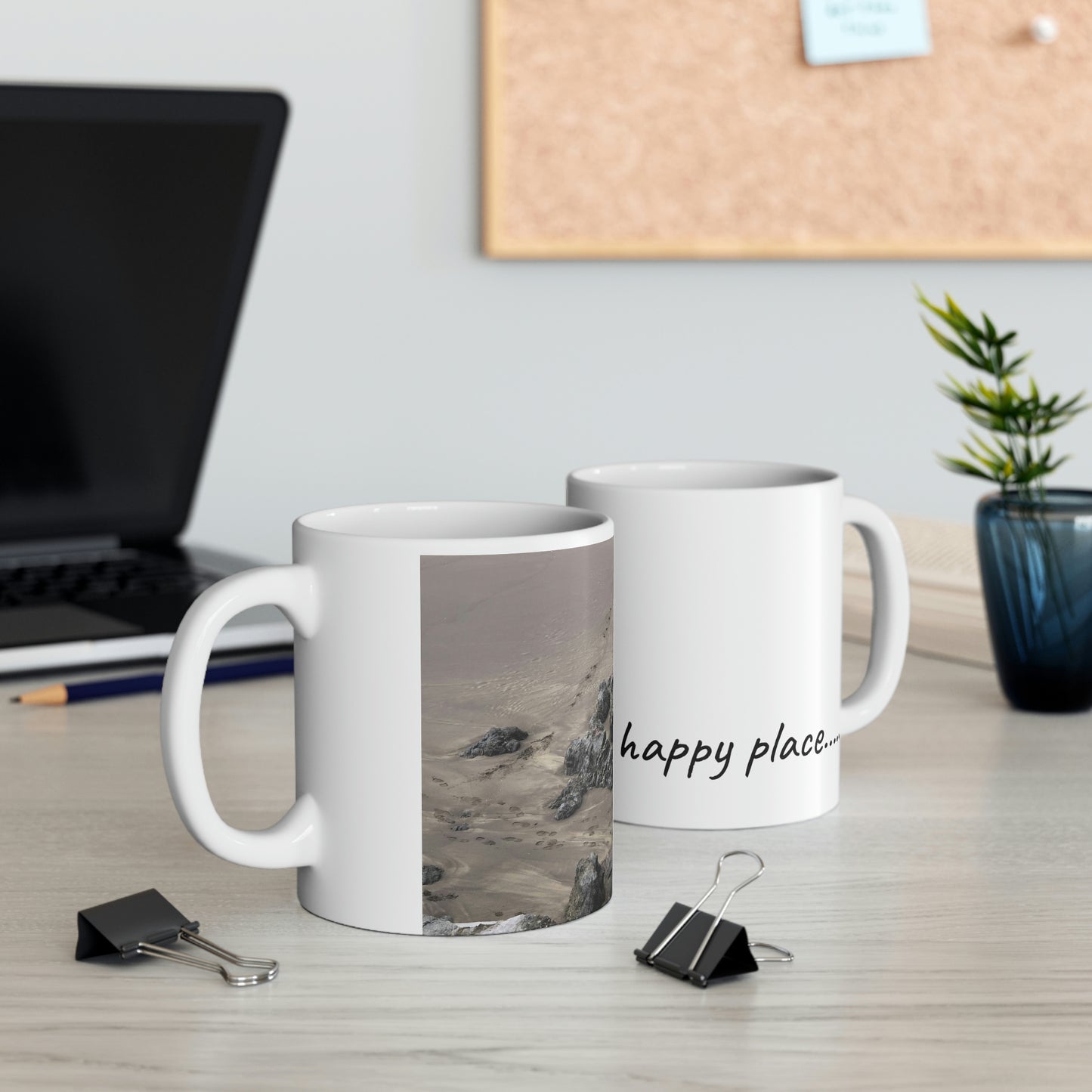 My Happy Place in the Wet Ocean Sand-Ceramic Mug 11oz